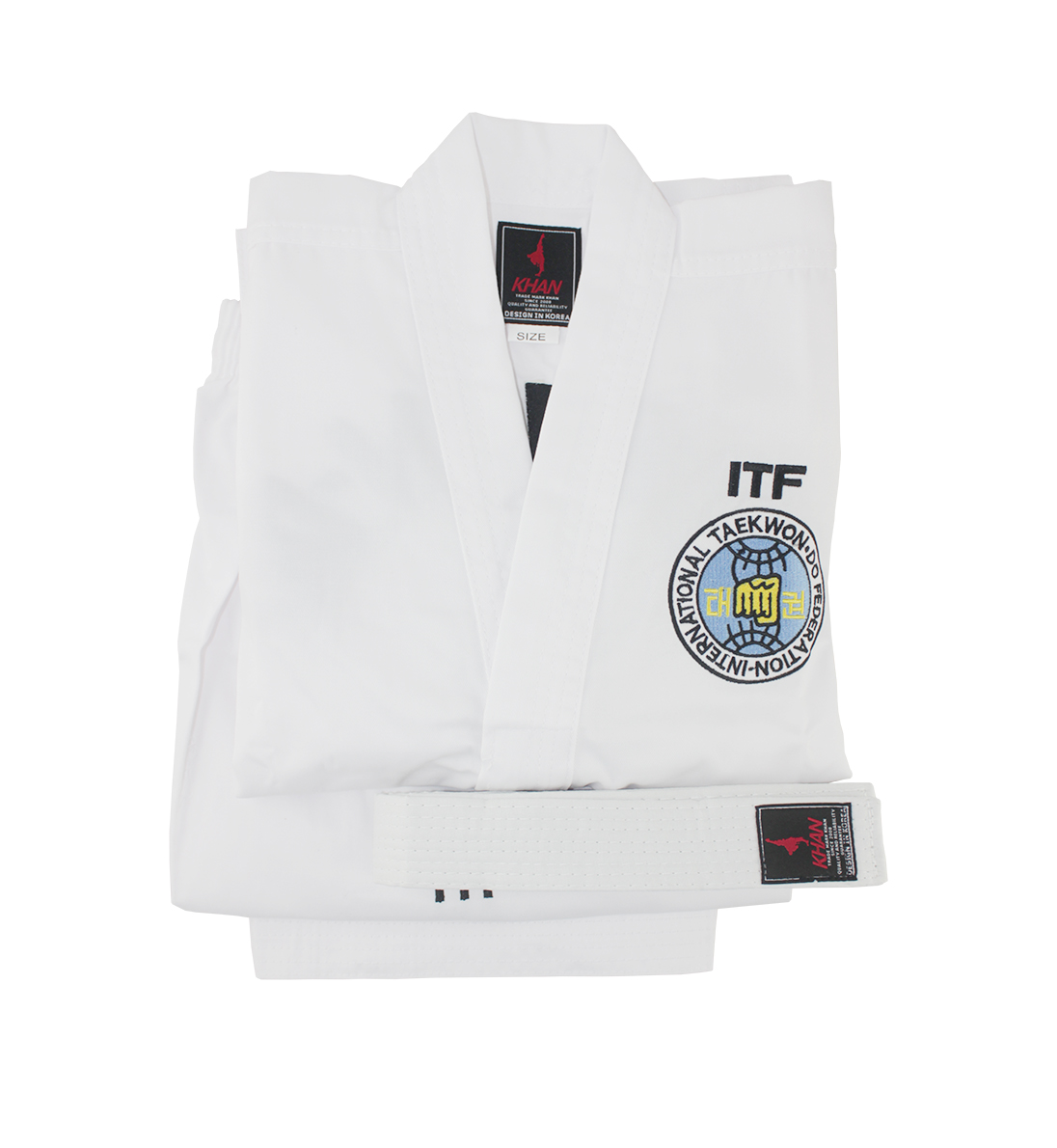 Униформа для тхэквондо ITF. White Belt Senior тм Khan